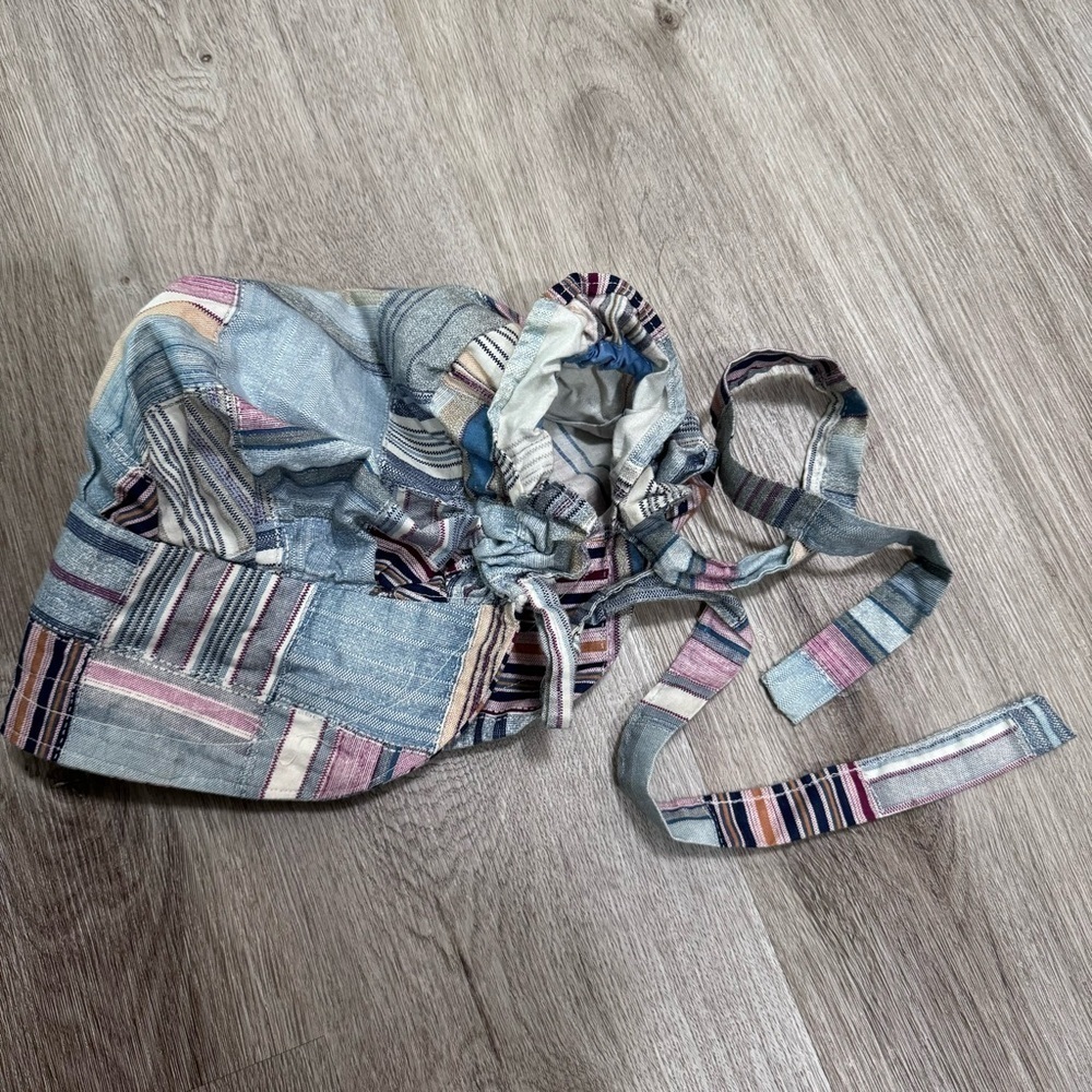 Patchwork Bonnet Primitive Hat Old Fashioned Prairie Blue White